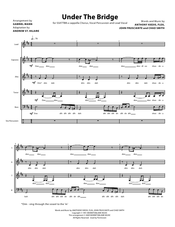 Click to download "Under The Bridge" sheet music