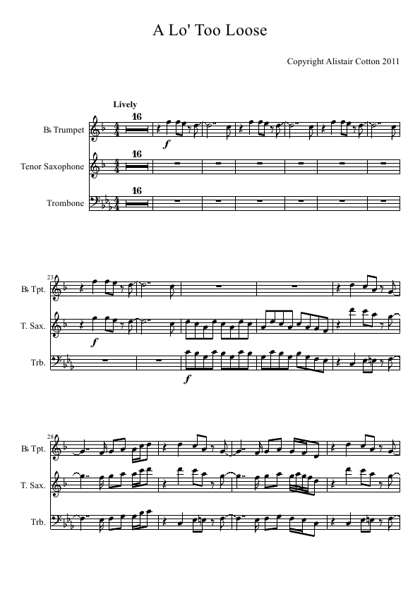 Click to download "A Lo' Too Loose - Copyright Alistair Cotton 2011" sheet music