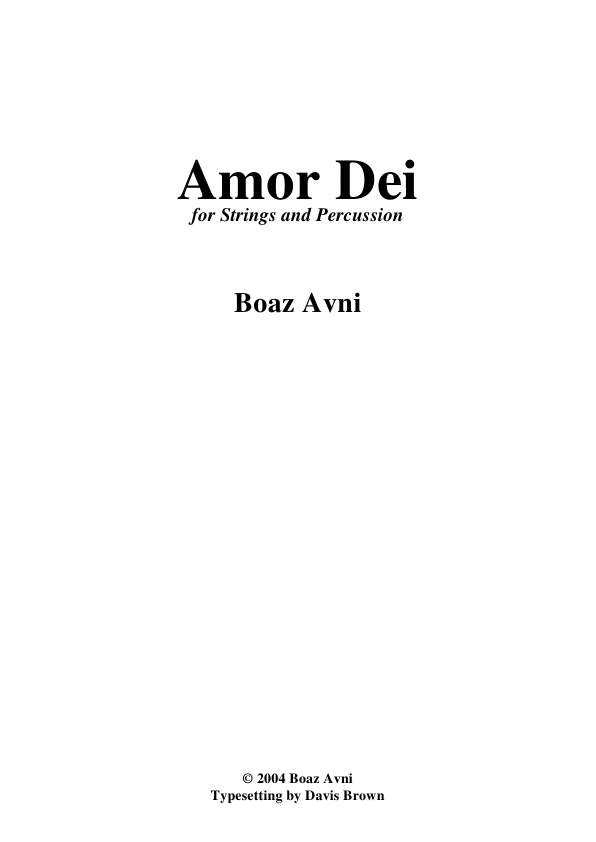 Click to download "Amor Dei - for Strings & Percussion" sheet music
