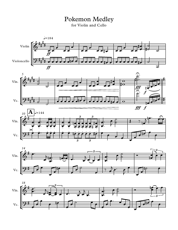 Click to download "Pokemon Medley" sheet music