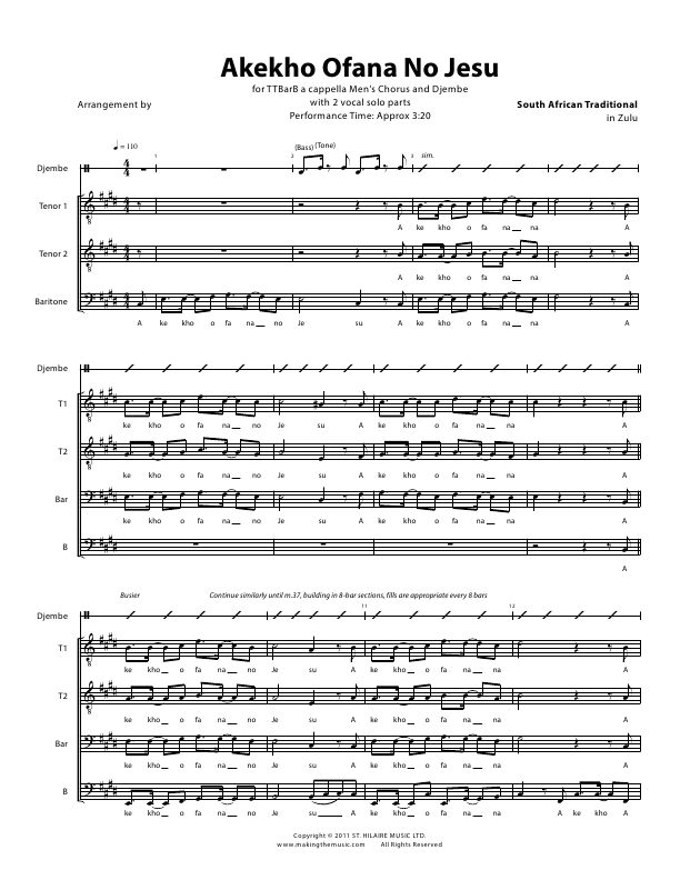 Click to download "Akekho Ofana No Jesu - Men's Chorus" sheet music
