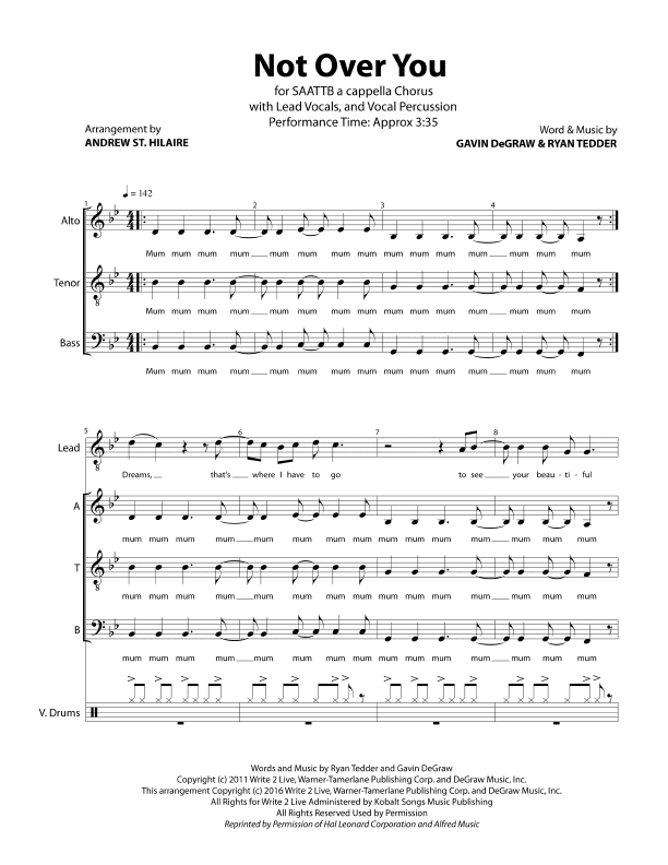 Click to download "Not Over You - SAATTB Chorus with Leads & Vocal Percussion" sheet music