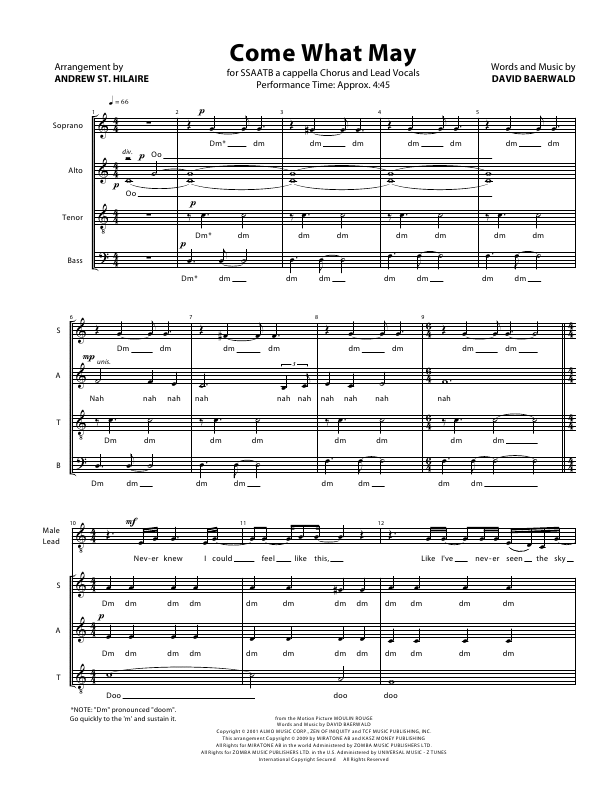 Click to download "Come What May" sheet music