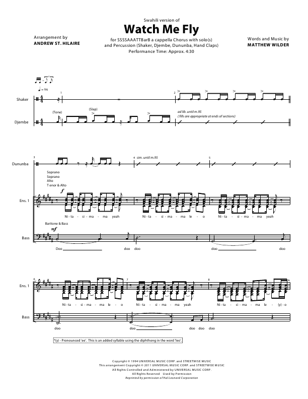 Click to download "Watch Me Fly (Swahili version)" sheet music