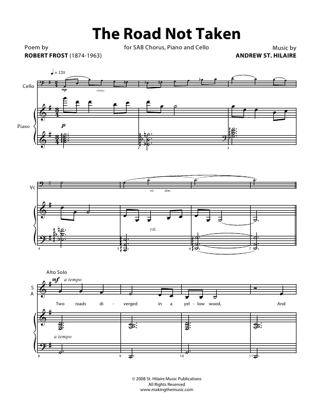 Click to download "The Road Not Taken" sheet music