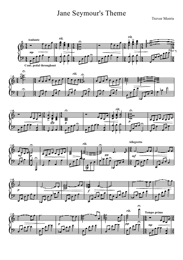 Click to download "Jane Seymour's Theme (Piano Version) by Trevor Morris" sheet music