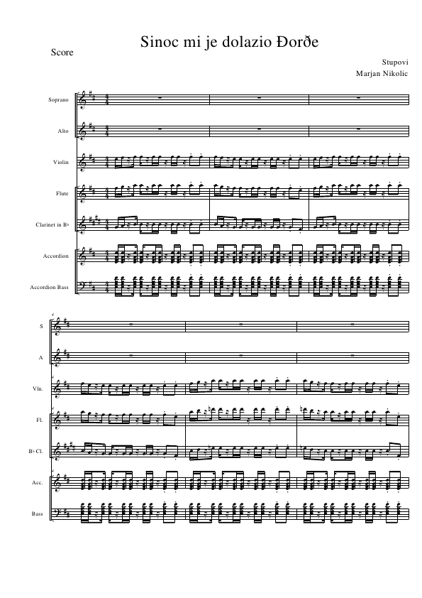 Click to download "Sinoc mi je dolazio djordje" sheet music