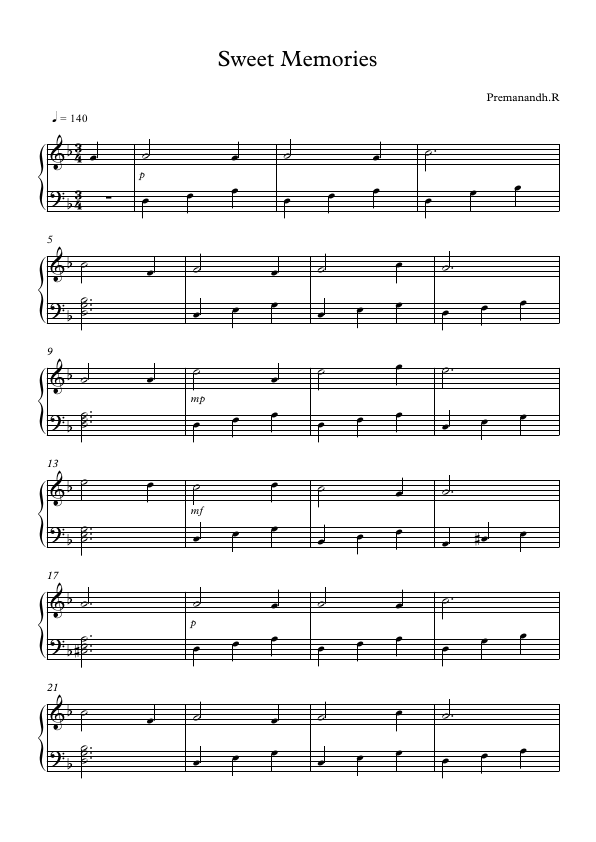 Click to download "Sweet Memories" sheet music