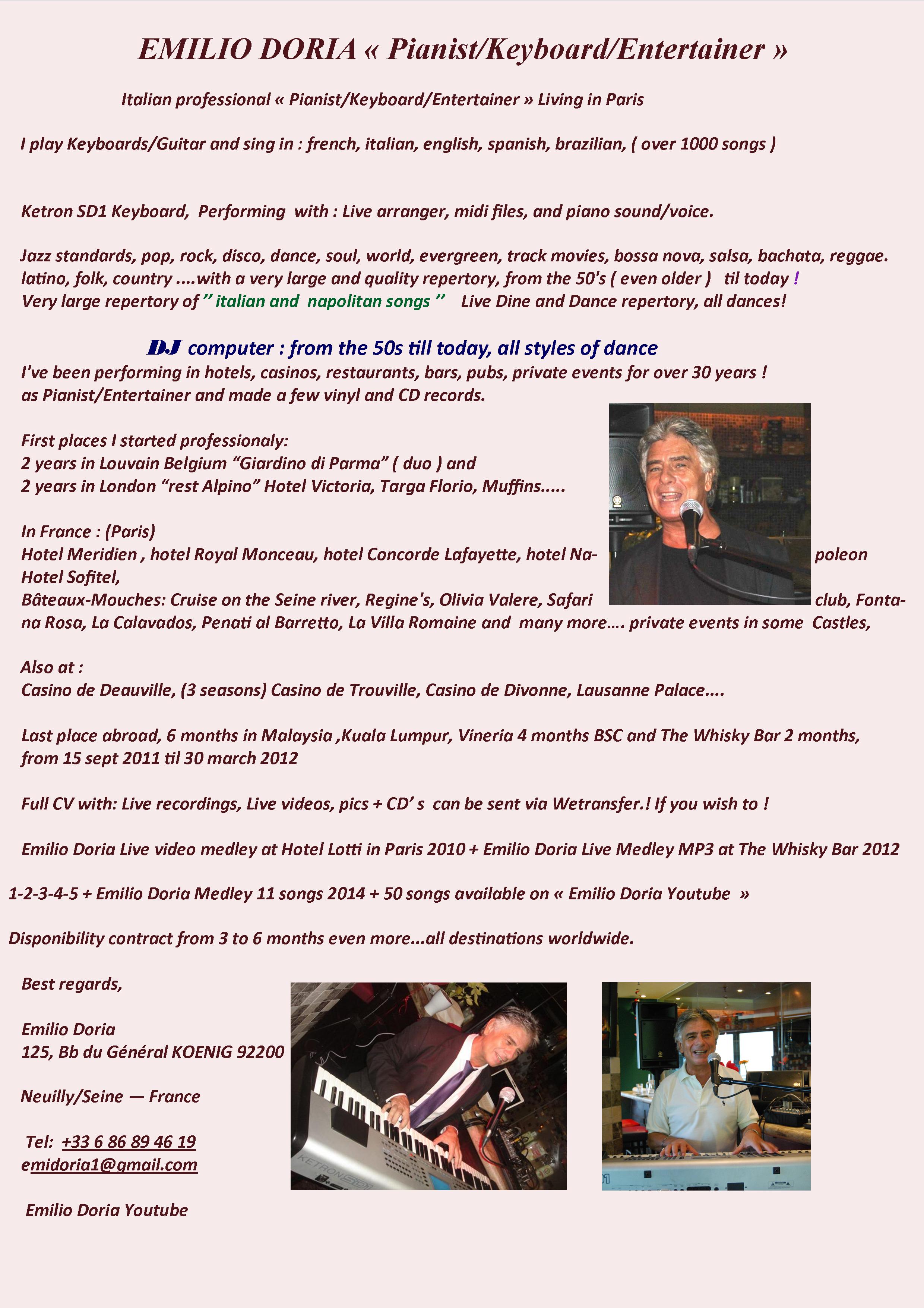 Click to download "Emilio Doria CV" sheet music, page 1