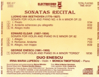 EDC 417 DUO ENESCU SONATAS RECITAL