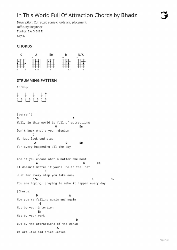 Click to download "In This World Full Of Attraction" sheet music
