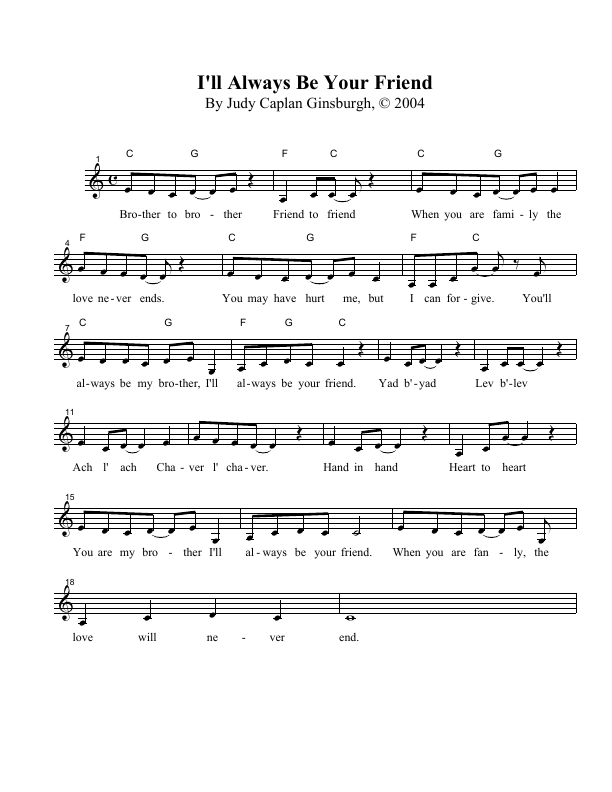 Click to download "I'll Always Be Your Friend" sheet music