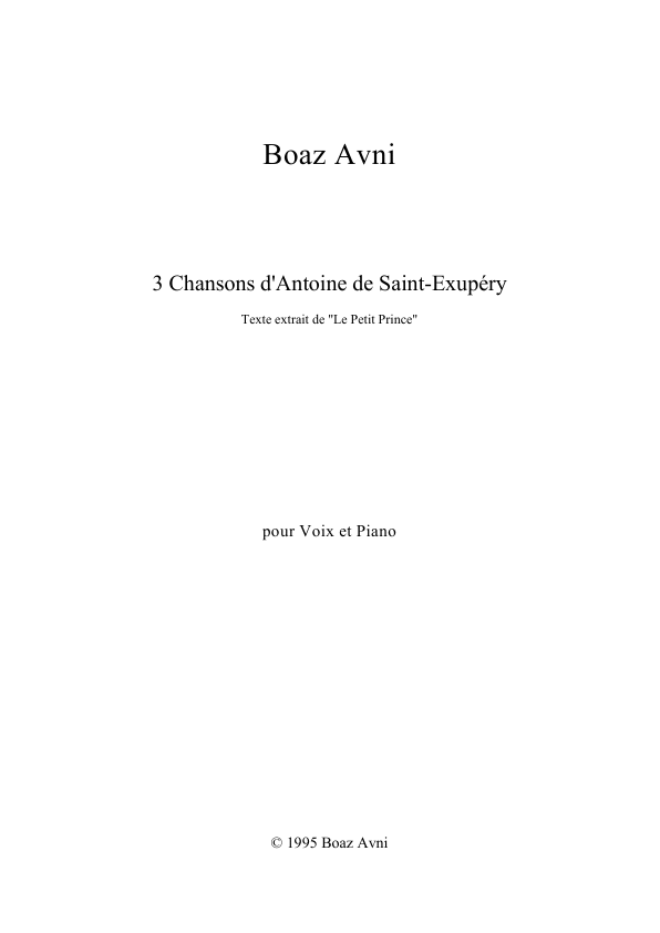 Click to download "3 Songs by Antoine de Saint-Exupéry" sheet music