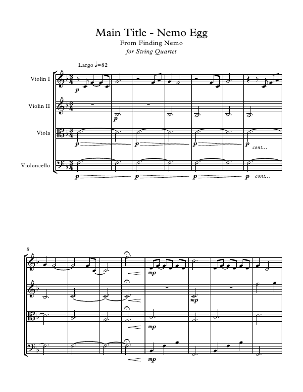Click to download "Finding Nemo's Main Titles for String Quartet" sheet music