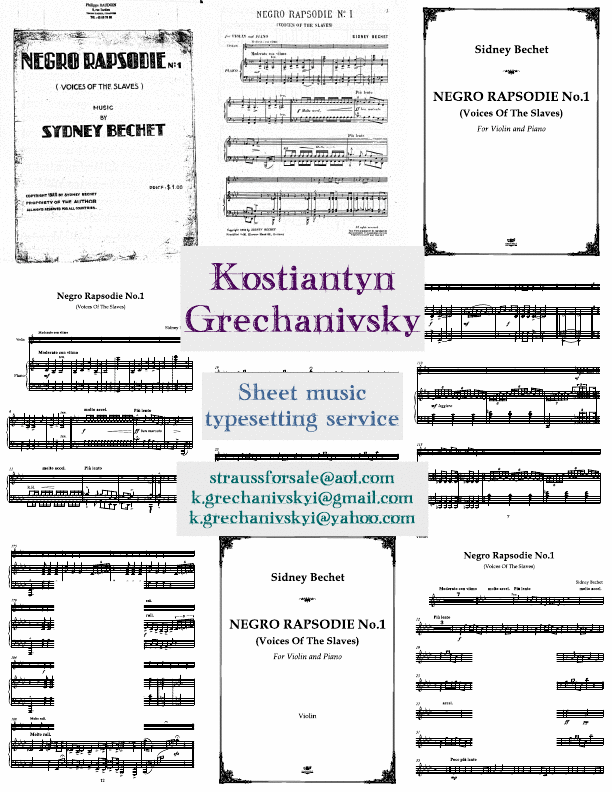 Click to download "Sample of a completed order. S.Bechet.Negro Rapsodie No.1" sheet music